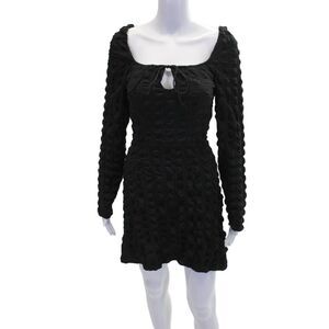 The Fifth Label Womens Back Zip Long Sleeve V Neck Mini Dress Black Size Small